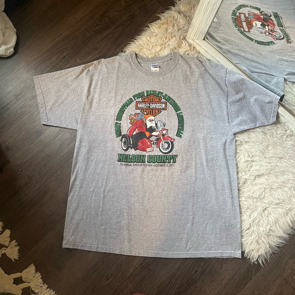 Kentucky Harley Davidson tee shirt graphic Santa Christmas fundraiser top 2xl